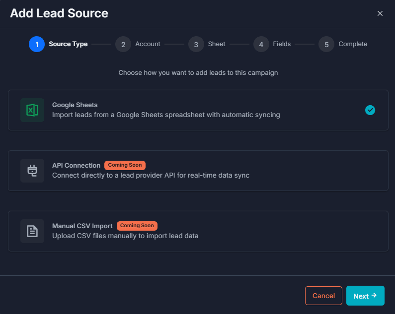 Import leads from Google Sheets